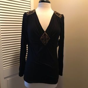Mark Bouwer Black dressy top Sz M